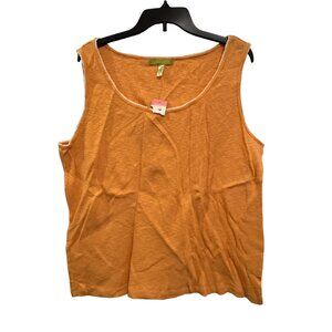 Sigrid Olsen 3X Womans Orange Sleeveless Cotton Ribbed Tank Top With Lace Trim
